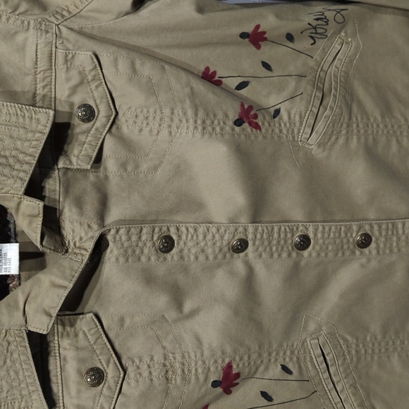 Live A Little Painted Flowers Button Up Jacket Sz. XL - Picture 4 of 7